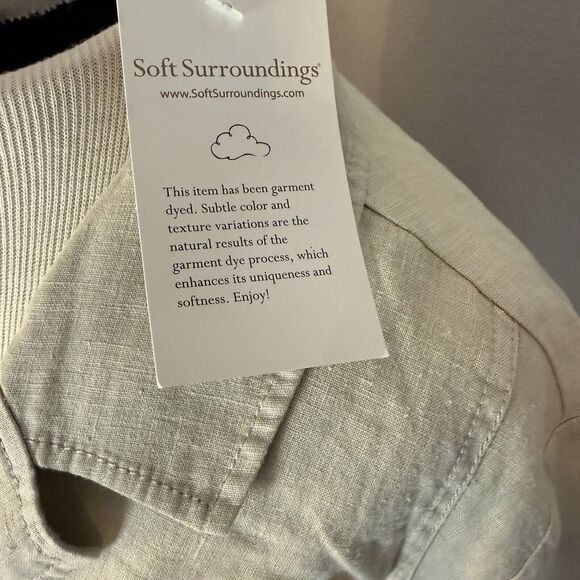 Soft Surroundings Eza Jacket Sz S NWT Beige Linen Notch Collar Lagenlook Boho - Picture 11 of 16